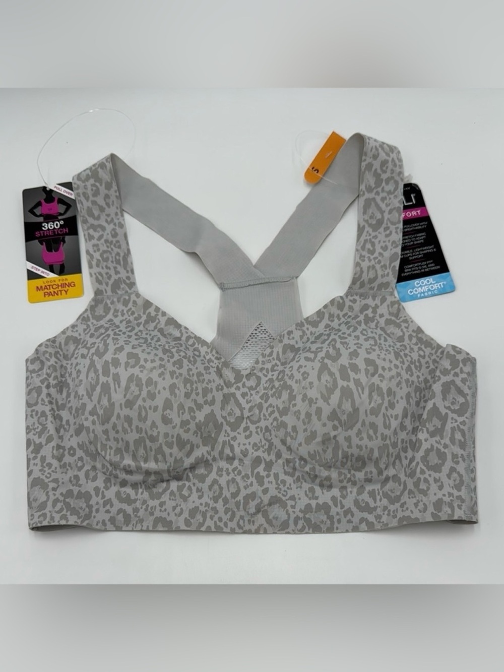 NWT Bali Comfort Revolution Easylite Racerback
Bra - Size S, Grey Leopard Print